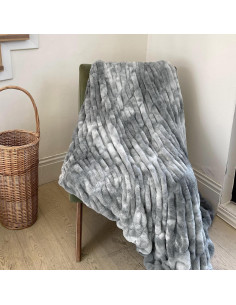 Manta de Piel Sintética blunique 127x152 cm Tie-Dye Gris 2