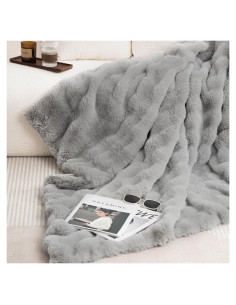 Manta de Lanzar Reversible Julio 127x152 cm Gris Suave