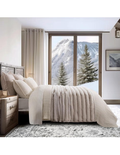 Manta de Piel Sintética EVERGRACE Beige 127x152cm 820GSM 2