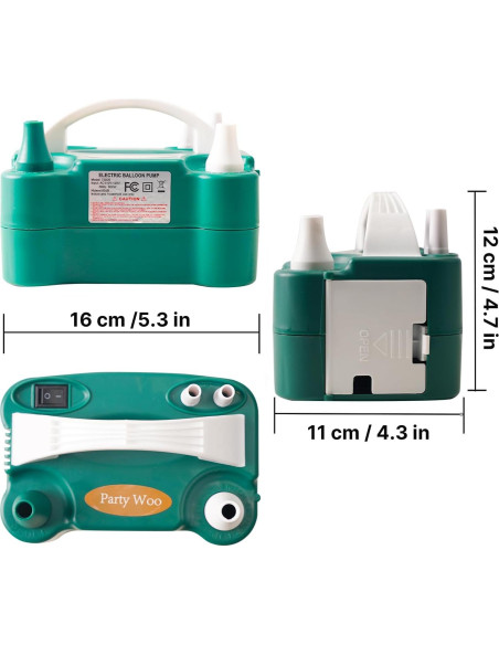 Bomba de Globo Eléctrica PartyWoo 600W Verde Doble Boquilla Bomba de Globo Eléctrica PartyWoo 600W Verde Doble Boquilla