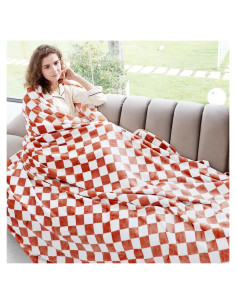 Manta de Lanzar LOKOZ Cuadros Marrón 127x152cm Suave y Cálida