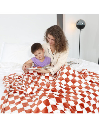 Manta de Lanzar LOKOZ Cuadros Marrón 127x152cm Suave y Cálida