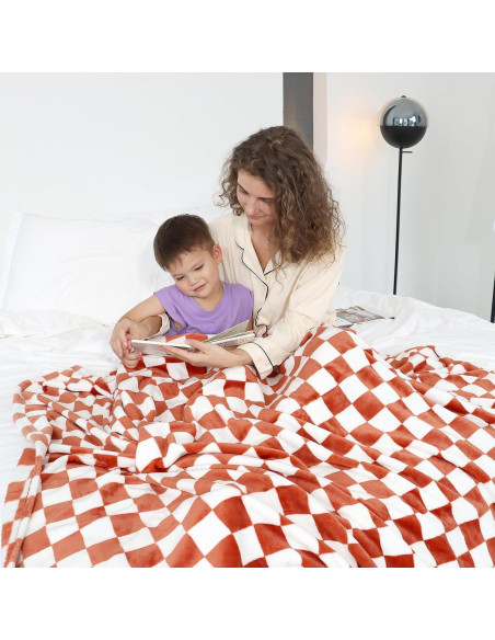 Manta de Lanzar LOKOZ Cuadros Marrón 127x152cm Suave y Cálida