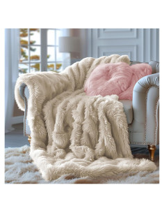 Manta Reversible Ultra Suave Hyde Lane 50x60 Beige/Kahki