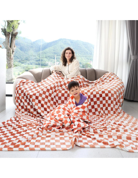 Manta de Lanzar LOKOZ Cuadros Marrón 127x152cm Suave y Cálida