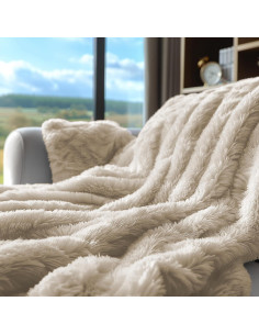 Manta Reversible Ultra Suave Hyde Lane 50x60 Beige/Kahki 2