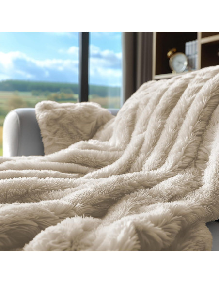 Manta Reversible Ultra Suave Hyde Lane 50x60 Beige/Kahki