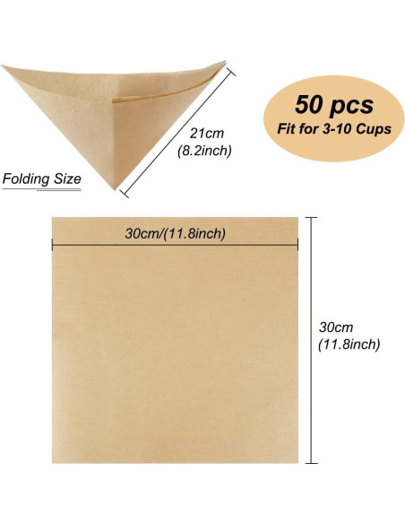 Filtros de café desechables BYKITCHEN 50 piezas 30x30 cm