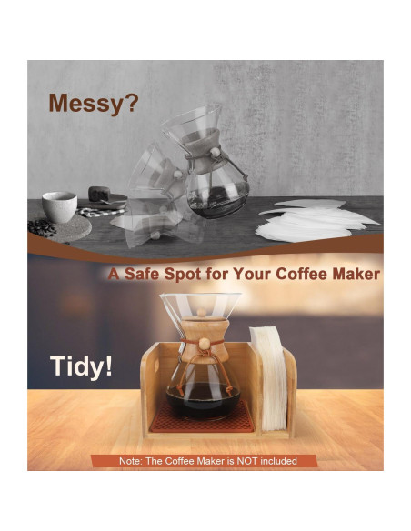 Caddy de Bambú con Tapa y Alfombrilla para Cafeteras Chemex