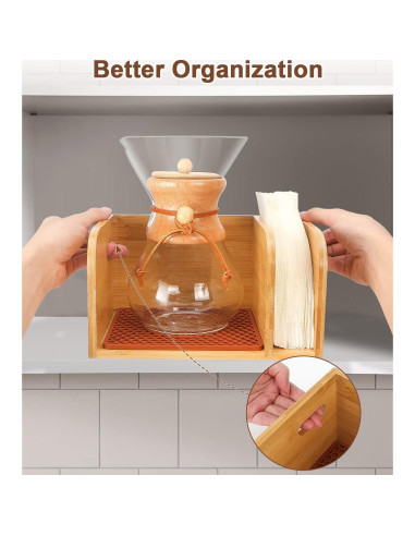 Caddy de Bambú con Tapa y Alfombrilla para Cafeteras Chemex