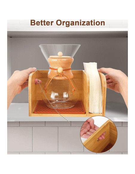 Caddy de Bambú con Tapa y Alfombrilla para Cafeteras Chemex