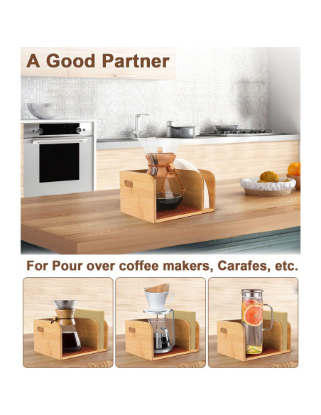 Caddy de Bambú con Tapa y Alfombrilla para Cafeteras Chemex