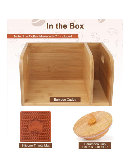 Caddy de Bambú con Tapa y Alfombrilla para Cafeteras Chemex