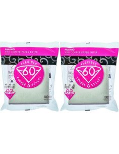 Filtros de café Hario V60 100 unidades + Goteador plástico 2