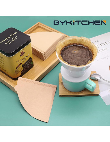 Filtros de café en cono V02 BYKITCHEN, set de 200 piezas