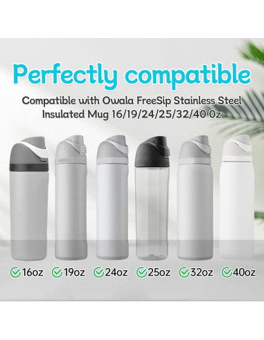 4 Tapones de Repuesto y Anillos Owala FreeSip 16-40oz Gris