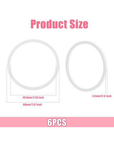 Juntas de Reemplazo Owala FreeSip 6 Piezas Silicona Transparente