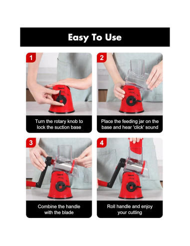 Rallador de Queso Rotatorio Geedel PS-336A5N con 5 Cuchillas