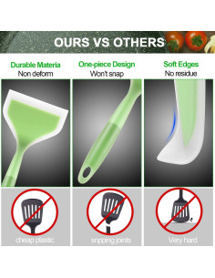 Espátula Ancha Giratoria Shappy de Silicona 26 cm - Verde/Naranja 2