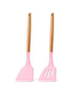 Set de Espátulas de Silicona E-far Rosa 2 Piezas Resistentes al Calor