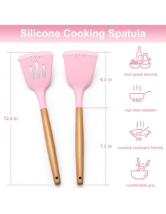 Set de Espátulas de Silicona E-far Rosa 2 Piezas Resistentes al Calor 2