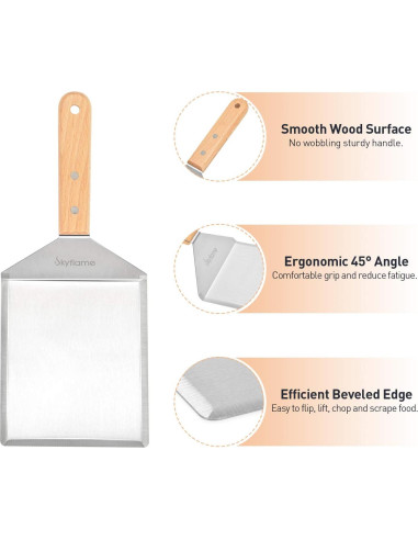 Espátula de Acero Inoxidable Skyflame 15x12.7cm para BBQ