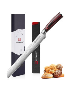 Cuchillo de Pan Serrado KEEMAKE 25.4 cm Acero Inoxidable Pakkawood