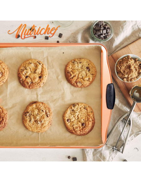 Bandeja para Galletas Antiadherente NutriChef 34x24cm Cobre