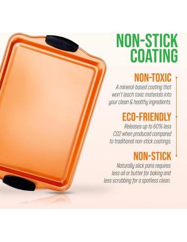 Bandeja para Galletas Antiadherente NutriChef 34x24cm Cobre