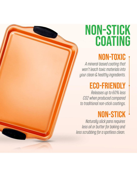 Bandeja para Galletas Antiadherente NutriChef 34x24cm Cobre