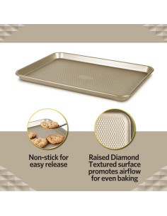 Bandeja para Galletas Antiadhesiva Glad 44.5x30 cm Dorada 2