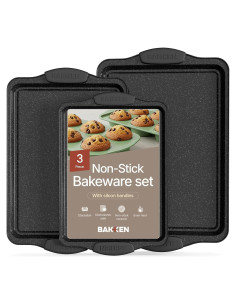 Juego de 3 Bandejas para Hornear BAKKEN Antiadherente Mármol Gris