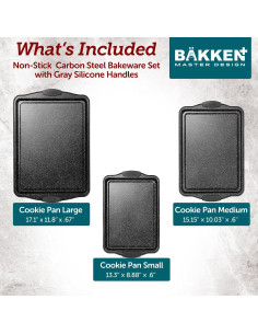 Juego de 3 Bandejas para Hornear BAKKEN Antiadherente Mármol Gris 2