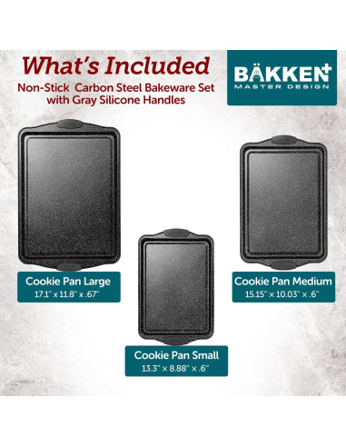Juego de 3 Bandejas para Hornear BAKKEN Antiadherente Mármol Gris