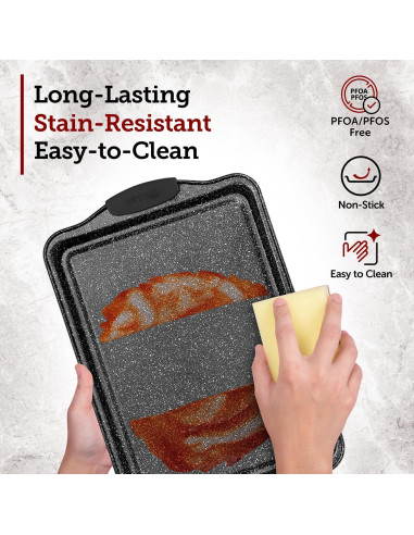 Juego de 3 Bandejas para Hornear BAKKEN Antiadherente Mármol Gris