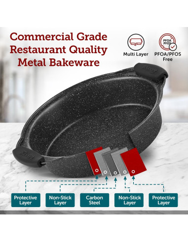 Juego de 3 Bandejas para Hornear BAKKEN Antiadherente Mármol Gris