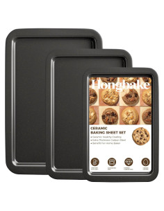 Juego de Bandejas para Hornear HONGBAKE 3 Piezas Cerámica Gris