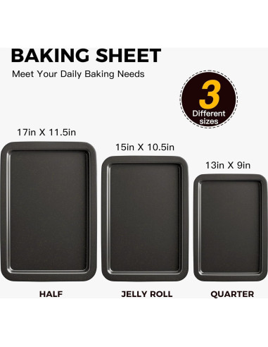 Juego de Bandejas para Hornear HONGBAKE 3 Piezas Cerámica Gris