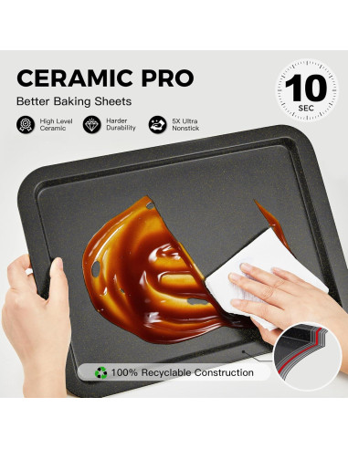 Juego de Bandejas para Hornear HONGBAKE 3 Piezas Cerámica Gris