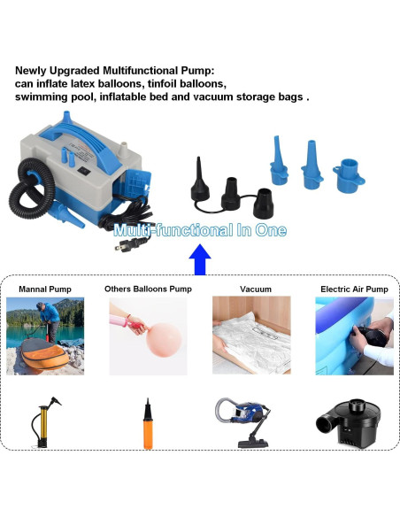Bomba de Globo Eléctrica Multifuncional QUELIEN 600W Azul Bomba de Globo Eléctrica Multifuncional QUELIEN 600W Azul
