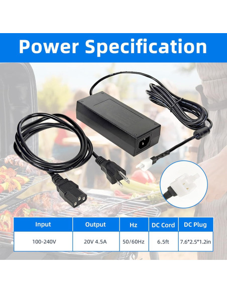 Adaptador de Poder 20V 4.5A Ousaly para Traeger Pro y más