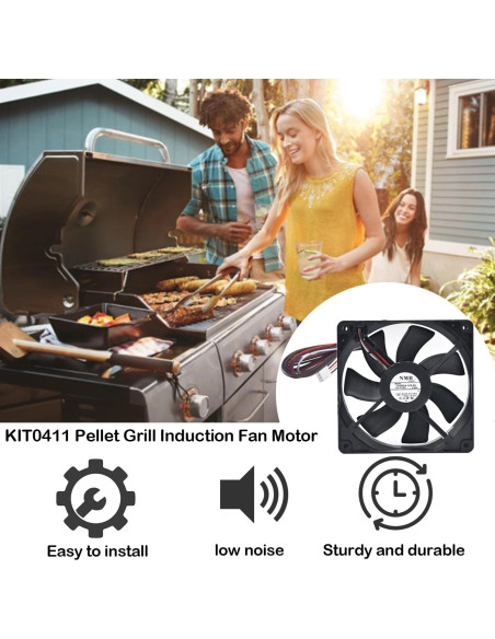 Motor de Ventilador de Inducción WKBQB KIT0411 12V 0.86A para Parrillas Traeger