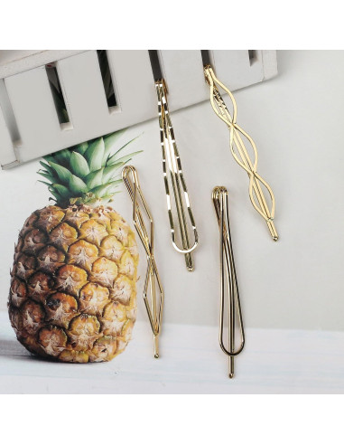 16 Pinzas de Pelo Geométricas Doradas SUMAJU - Clips Elegantes