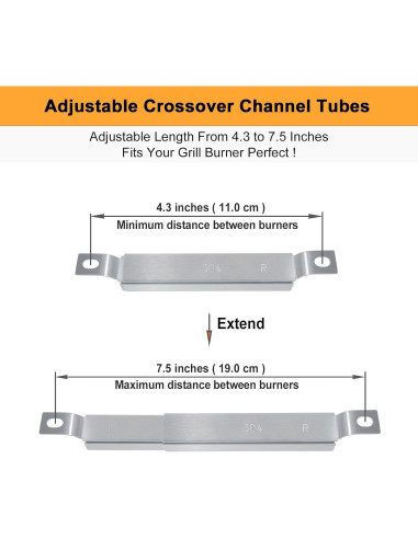 Tubo Crossover Ajustable Charbroil 4-6 Quemadores Acero Inoxidable