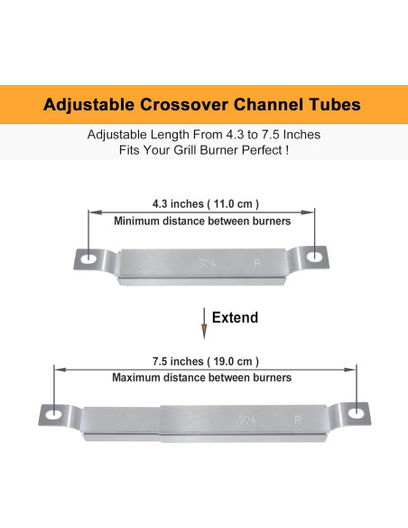 Tubo Crossover Ajustable Charbroil 4-6 Quemadores Acero Inoxidable