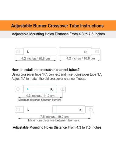 Tubo Crossover Ajustable Charbroil 4-6 Quemadores Acero Inoxidable