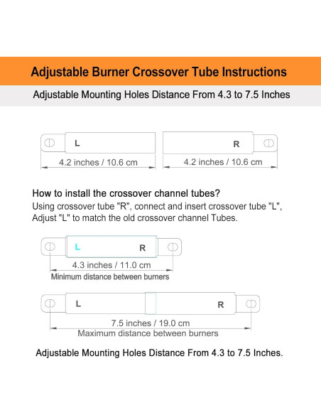 Tubo Crossover Ajustable Charbroil 4-6 Quemadores Acero Inoxidable