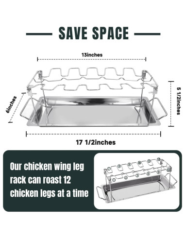 Soporte para Piernas de Pollo FIRELOOP Acero Inoxidable 12 Unidades
