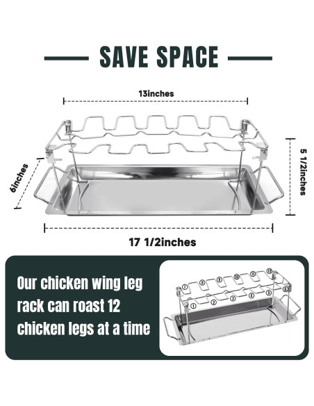 Soporte para Piernas de Pollo FIRELOOP Acero Inoxidable 12 Unidades