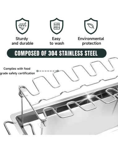 Soporte para Piernas de Pollo FIRELOOP Acero Inoxidable 12 Unidades